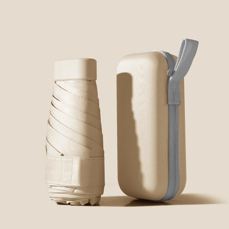 New3 compact travel umbrella in black, complete with matching waterproof case, offering UV protection