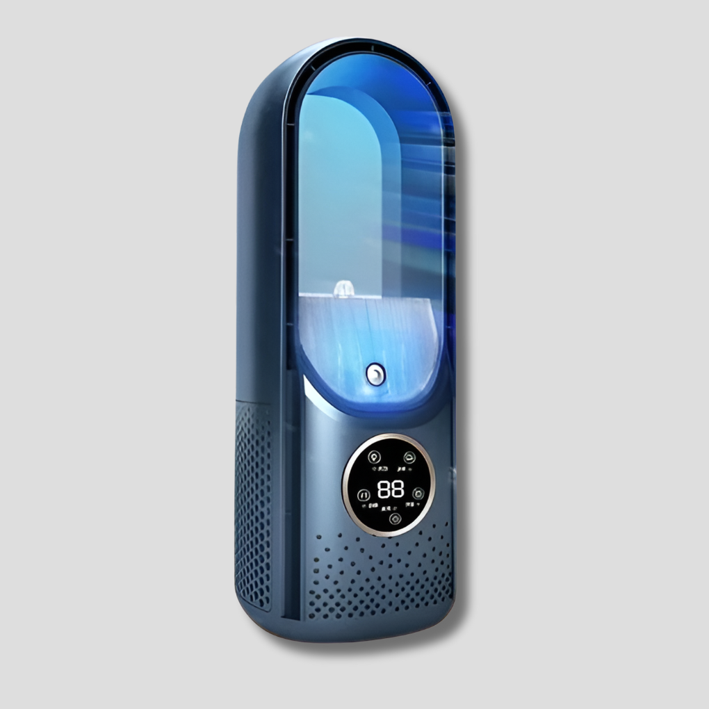 Portable silent bladeless mini AC unit, perfect for tabletop personal cooling in home or office