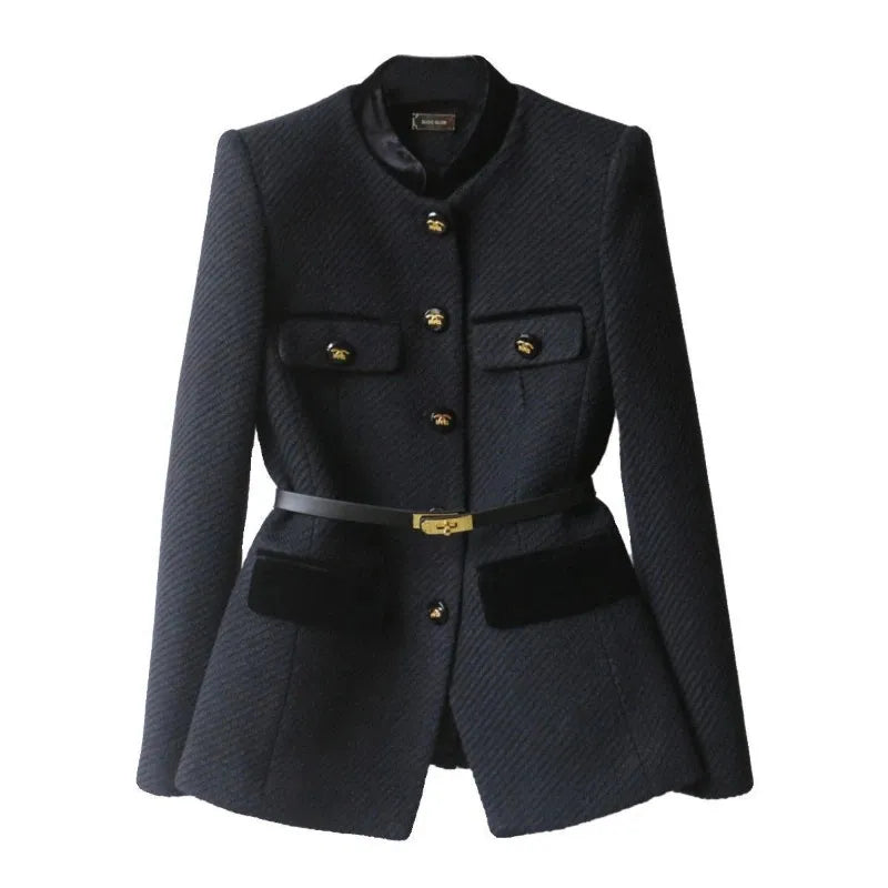 Women's Tailored Belted Blazer Button Style