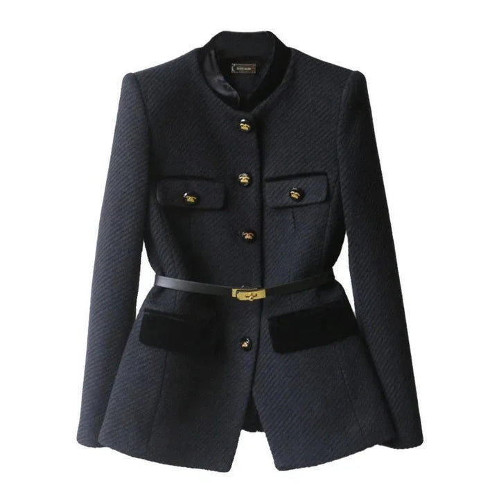 Women's Tailored Belted Blazer Button Style