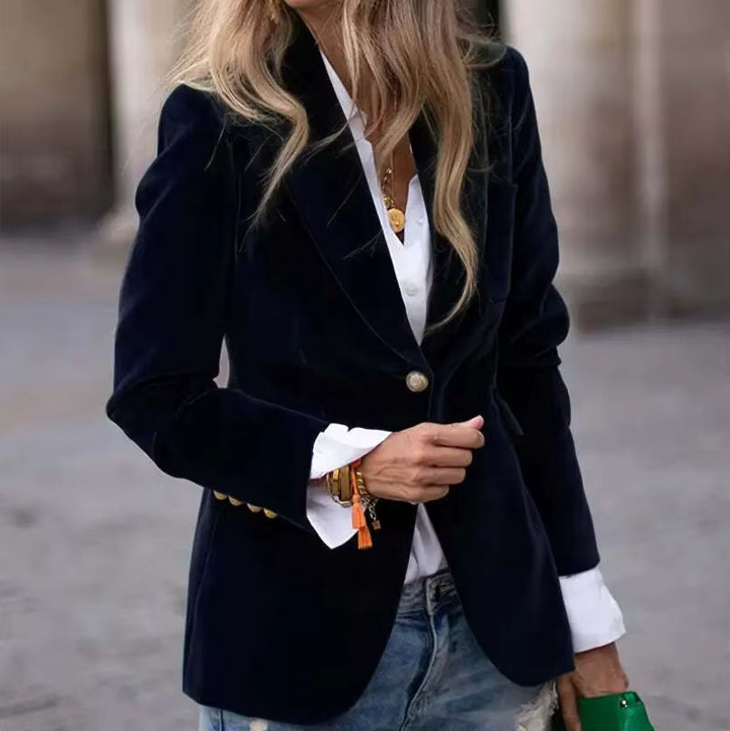 Women's Elegant Velvet Blazer Jacket