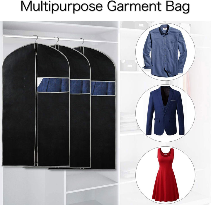 Clear window garment bags, 10-pack, protecting suits, dresses & coats. Perfect for travel and home closet organization.