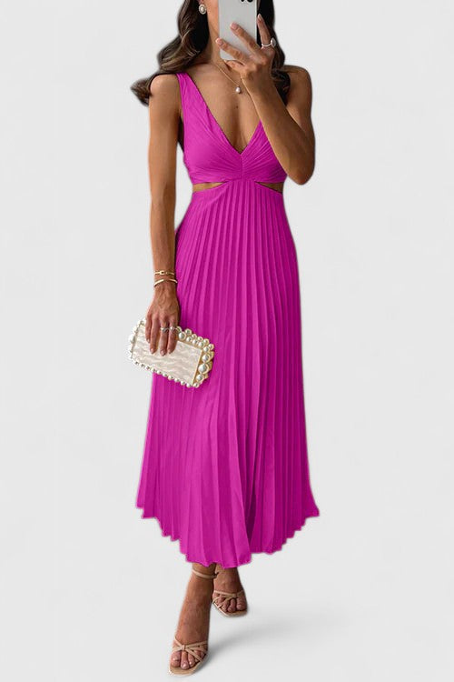 Beautiful sleeveless pleated formal dress for women, perfect for any special occasion.