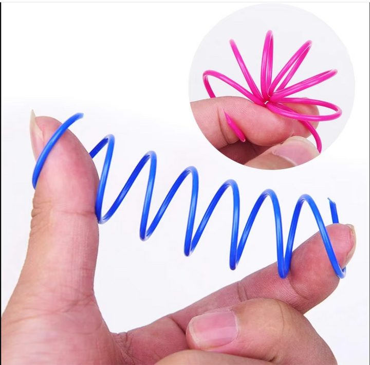 Interactive spiral feather cat toy for engaging pet play & boredom busting. Bright, durable design.