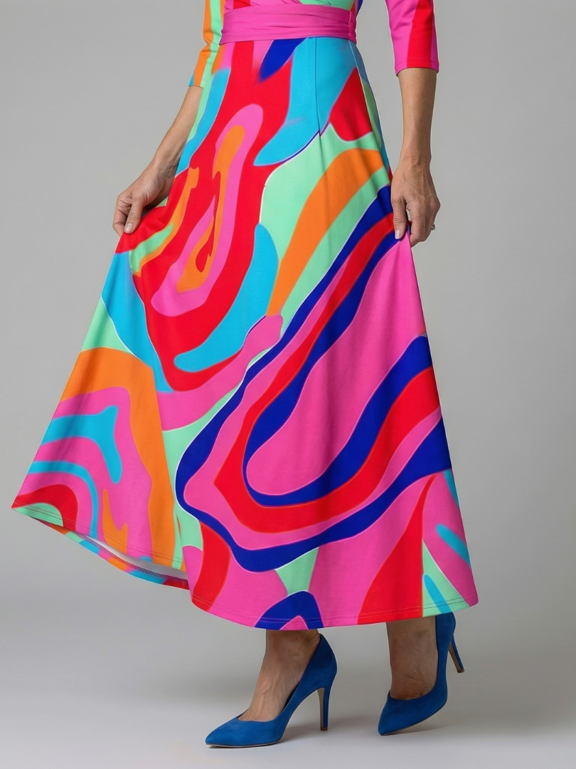 Party perfect: Elegant floral cross wrap midi dress with V-neck, flowing, for special occasions.