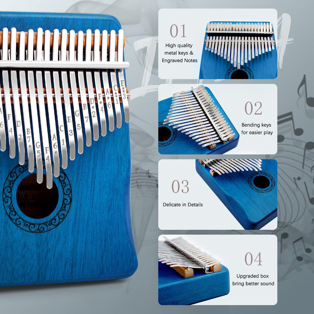 Elegant 17-key wooden kalimba thumb piano, a thoughtful gift for music enthusiasts and beginners.