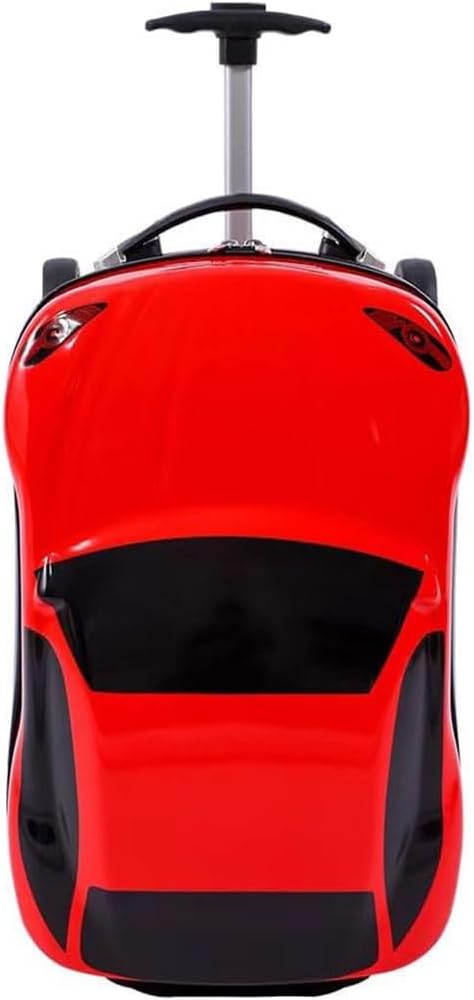 18-inch kids' pull-along car suitcase with retractable handle. Wheeled children's travel bag, perfect for vacation.