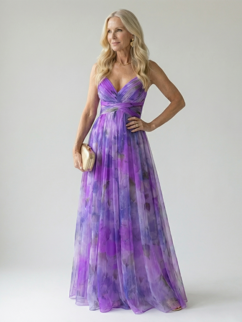 Effortless women's sleeveless wrap maxi dress, soft, flowy, vibrant for summer vacation.
