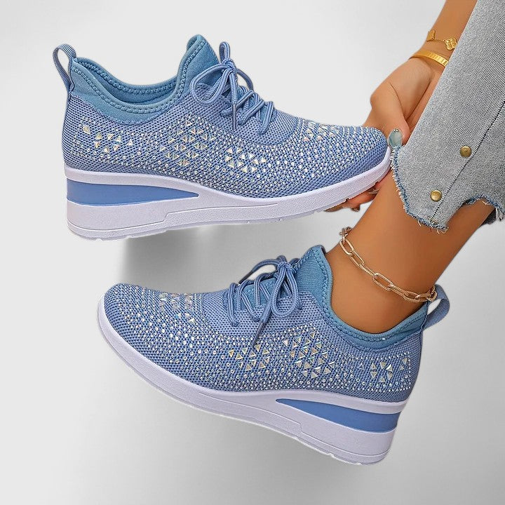 Stylish women's lace-up walking shoes, orthopedic design with arch support for casual everyday wear.
