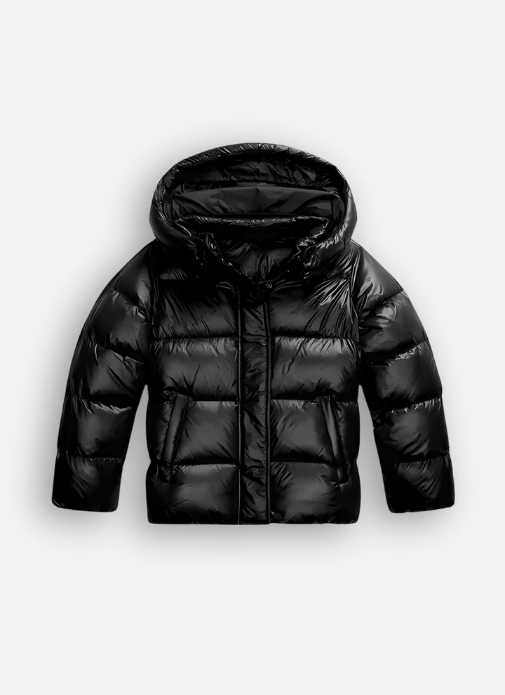 Women's slim-fit puffer winter jacket, stylish and warm for cold weather. Perfect everyday fashion outerwear.