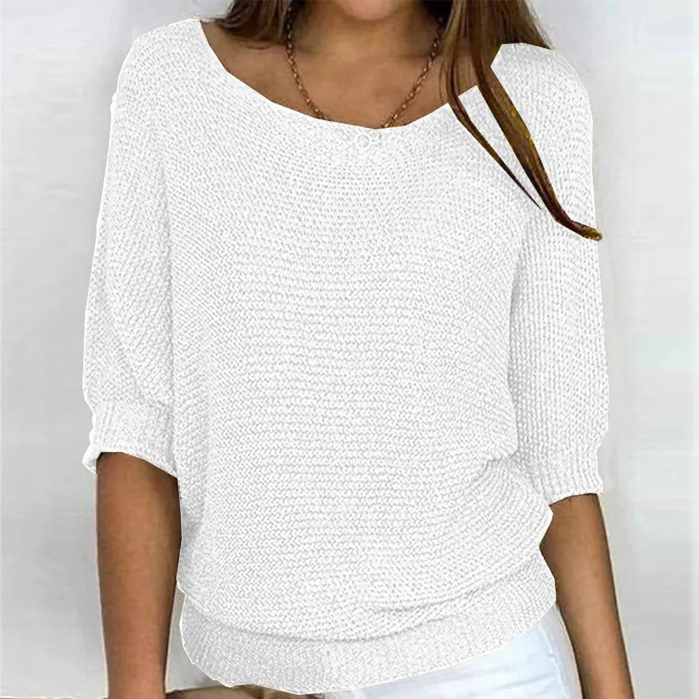 Men's Khaki Crew-Neck Half-Sleeve Knitted Sweater