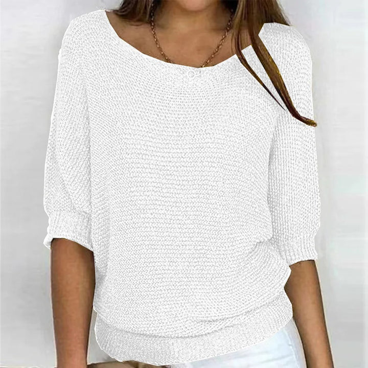 Men's Khaki Crew-Neck Half-Sleeve Knitted Sweater