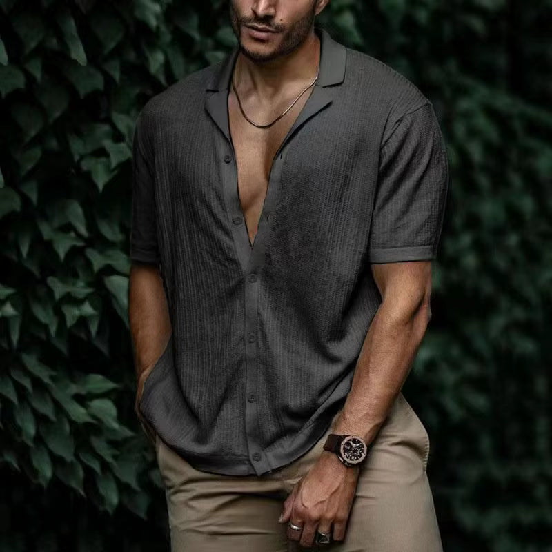 Men's Casual Short Sleeve Button Down Shirt