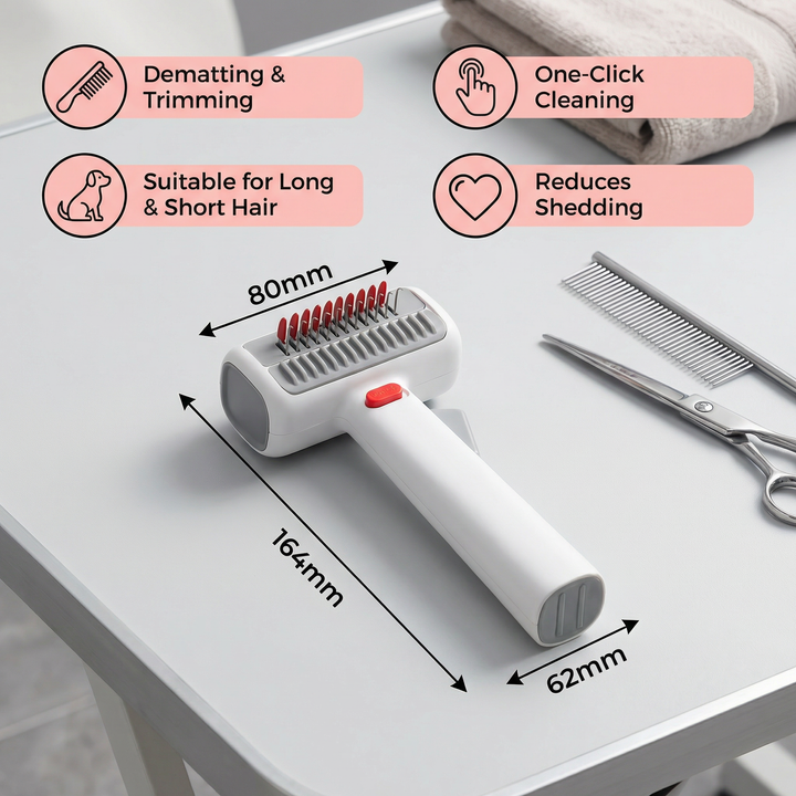 Essential pet grooming supply: 2-in-1 deshedding & detangling brush for both dogs and cats with any hair type.