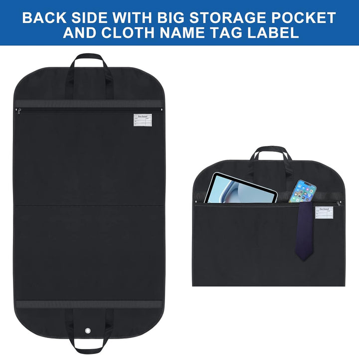 Wardrobe organizer: 2-pack garment bags with gusset for suit storage. Keeps clothes dust-free & protected.