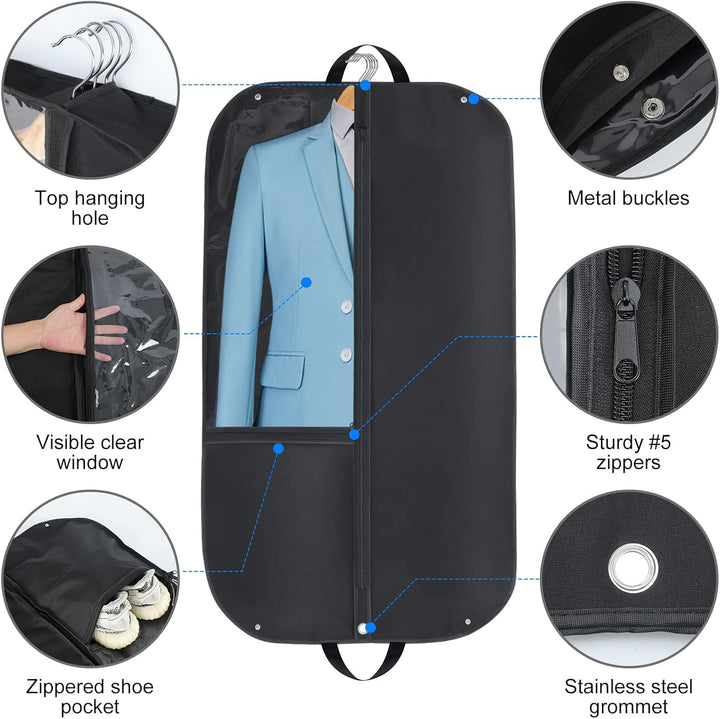 Two-pack waterproof suit covers with gusset, offering premium apparel protection for storage or travel.