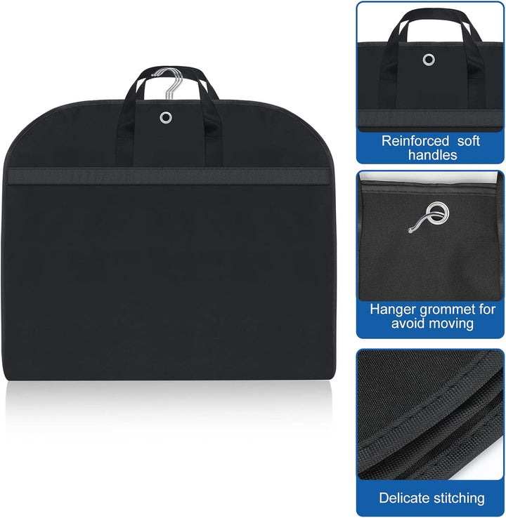 Durable 2-pack waterproof garment bags with gusset & pockets. Essential for suit protection and travel.