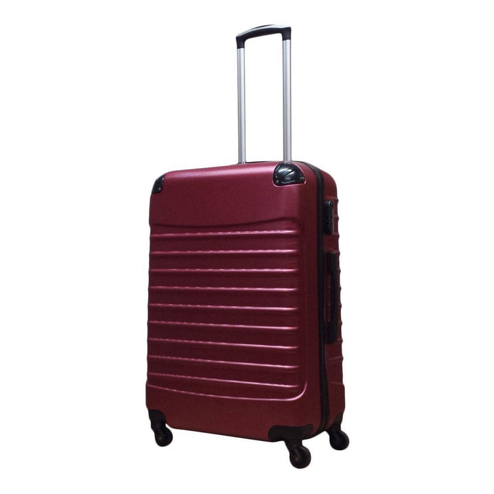 Modern 2-piece burgundy hardshell suitcase set featuring durable design, spinner wheels & secure zippers.