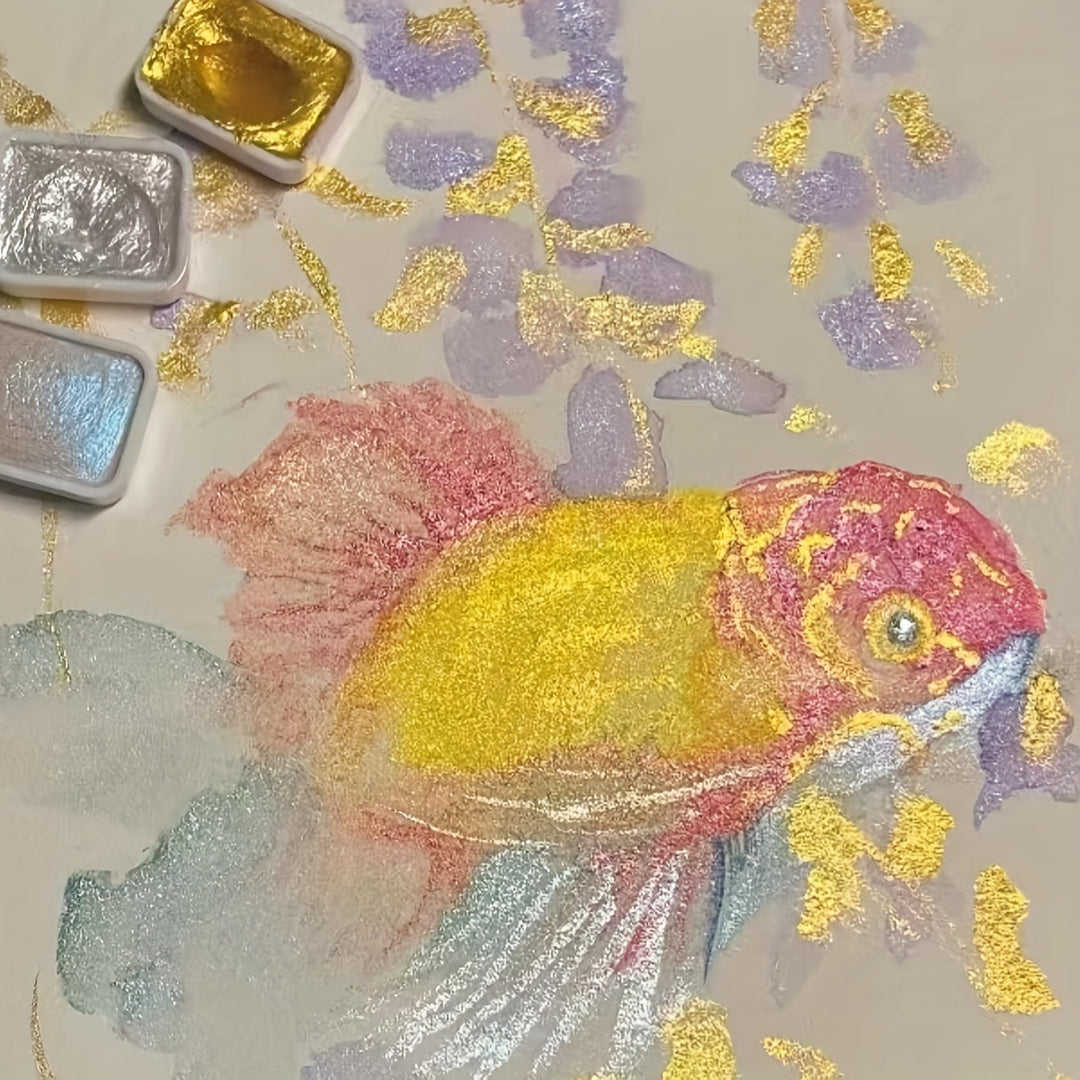 Artistic 20-color pearl watercolor paint kit, perfect for adding a shimmering finish to paintings and crafts.
