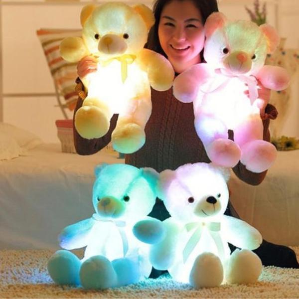 20-inch LED glow teddy bear for kids. Soft, cuddly light-up plush animal, perfect comfort toy & unique children's gift.