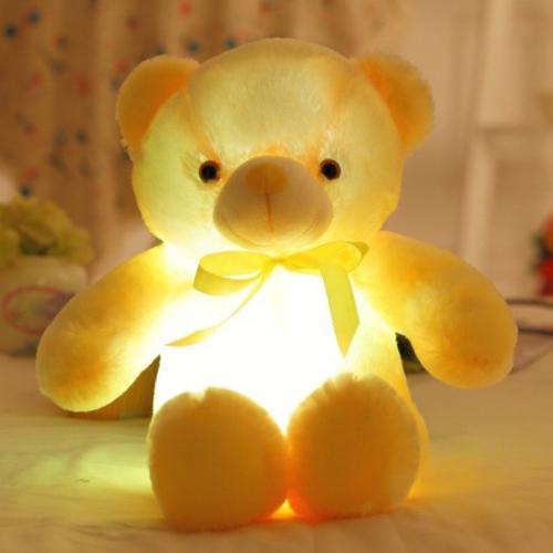 Kids' 20-inch LED glow teddy bear. Soft, light-up plush animal, a cuddly comfort toy & unique children's interactive gift.