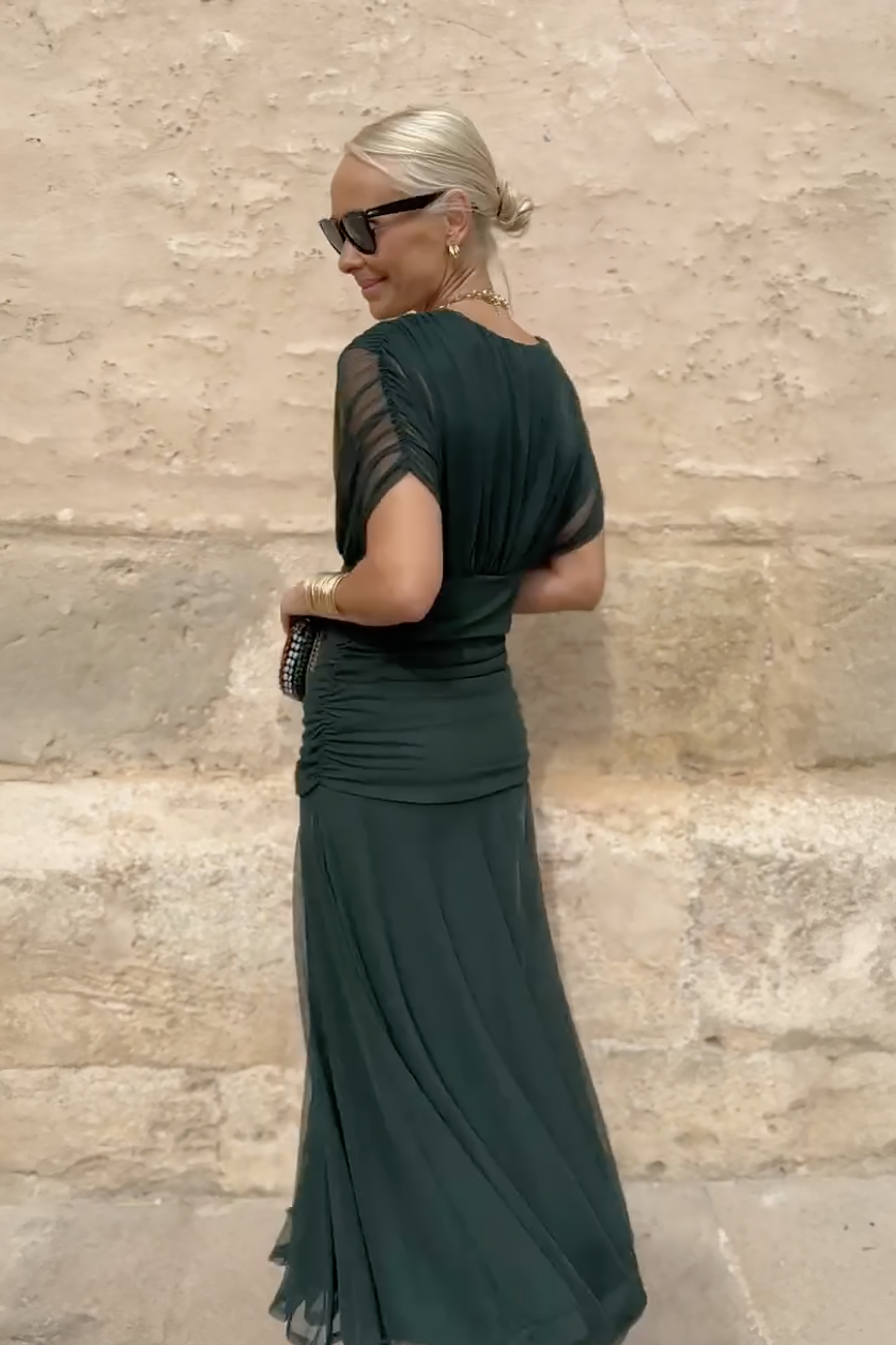 Beautiful elegant V-neck maxi dress for women, ideal party dress & evening gown.