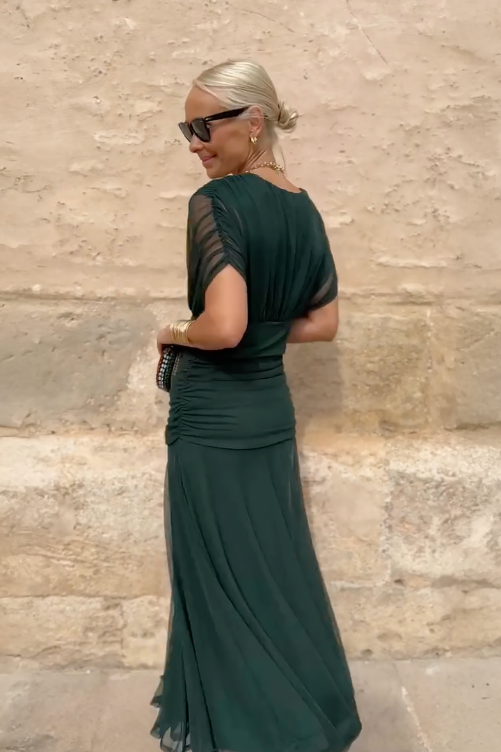 Beautiful elegant V-neck maxi dress for women, ideal party dress & evening gown.