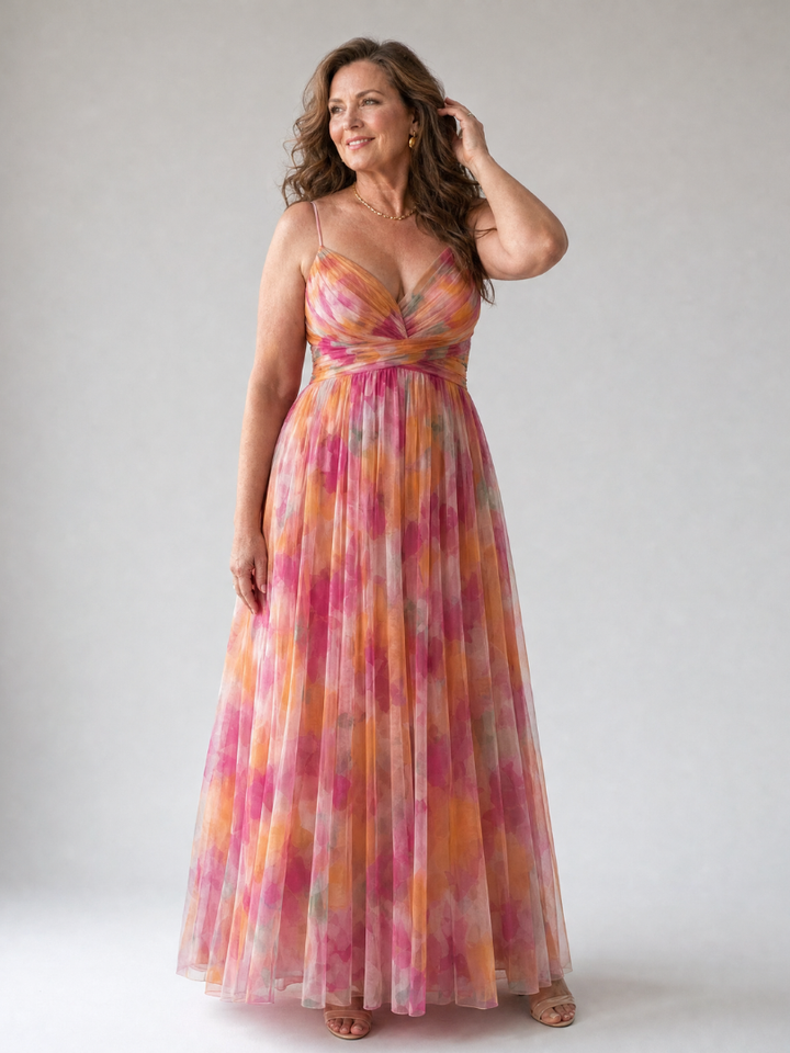 Relaxed fit women's wrap maxi dress, sleeveless, soft, flowy, comfortable for summer.