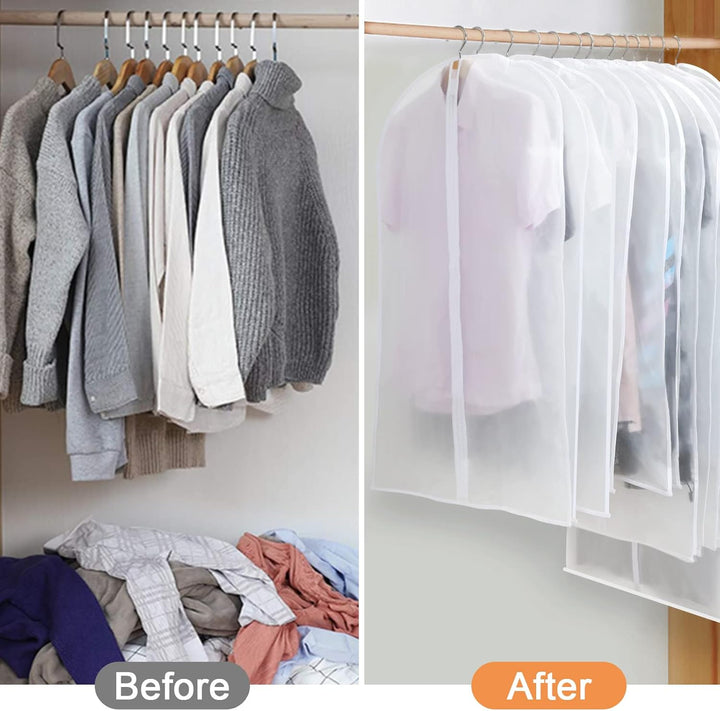 Breathable PEVA storage bags for suits & dresses, a 24-pack improving closet organization.
