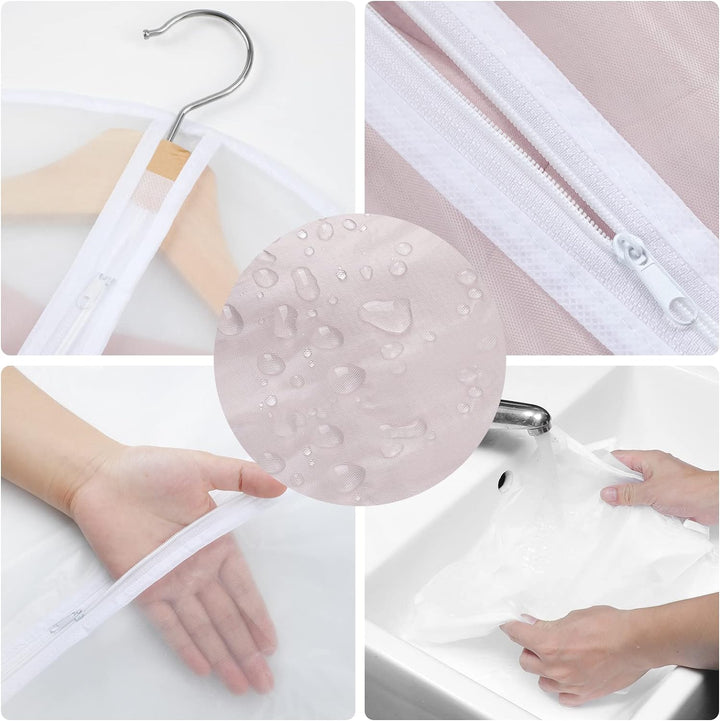 Translucent clothes protectors in 3 sizes for suits, coats, and dresses. Part of a 24-pack set.