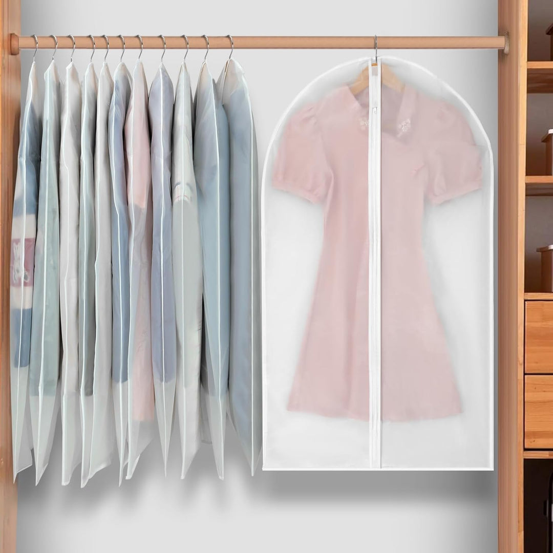 Eco-friendly PEVA clothes covers for improved wardrobe storage solutions. 24-pack, 3 sizes.