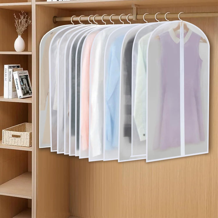 Keep clothes fresh with 24 PEVA dust covers for hanging storage. Essential for wardrobe longevity.