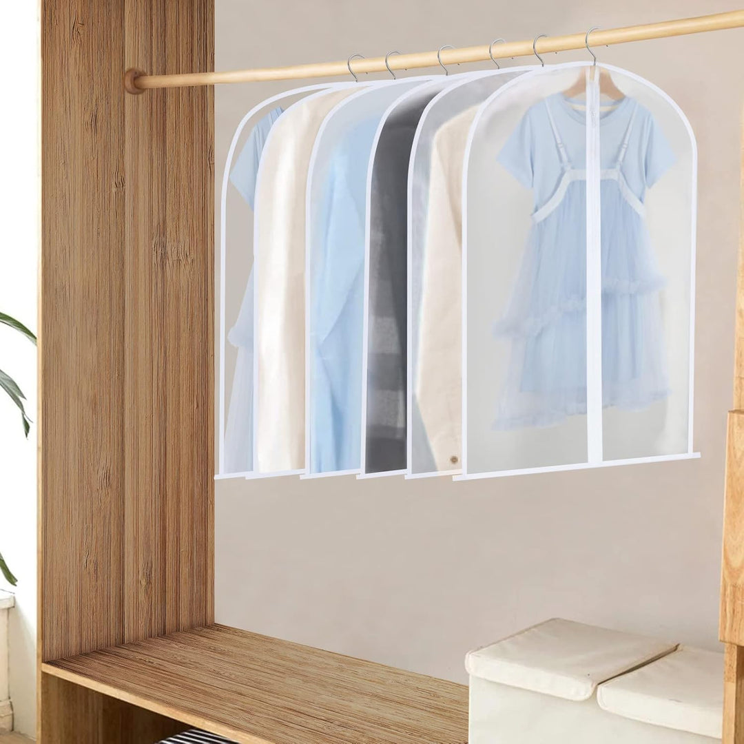 Clear PEVA bags for suits, dresses, and coats, a 24-pack for ultimate closet protection & organization.
