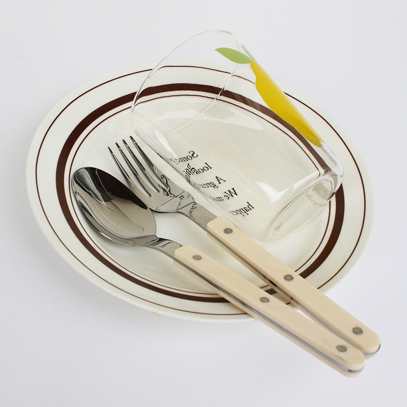 Stylish 24-piece stainless steel flatware set, a complete modern dining & kitchen tableware solution.