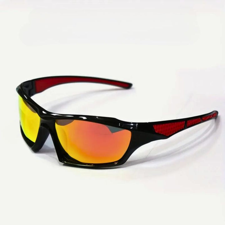 Fashionable polarized shield sunglasses, a unisex accessory providing clear vision & UV protection.