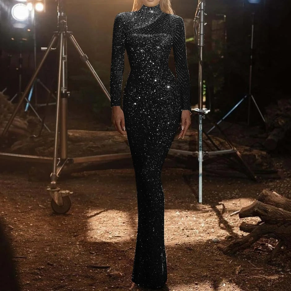 Women's Off-Shoulder Sequin Evening Dress