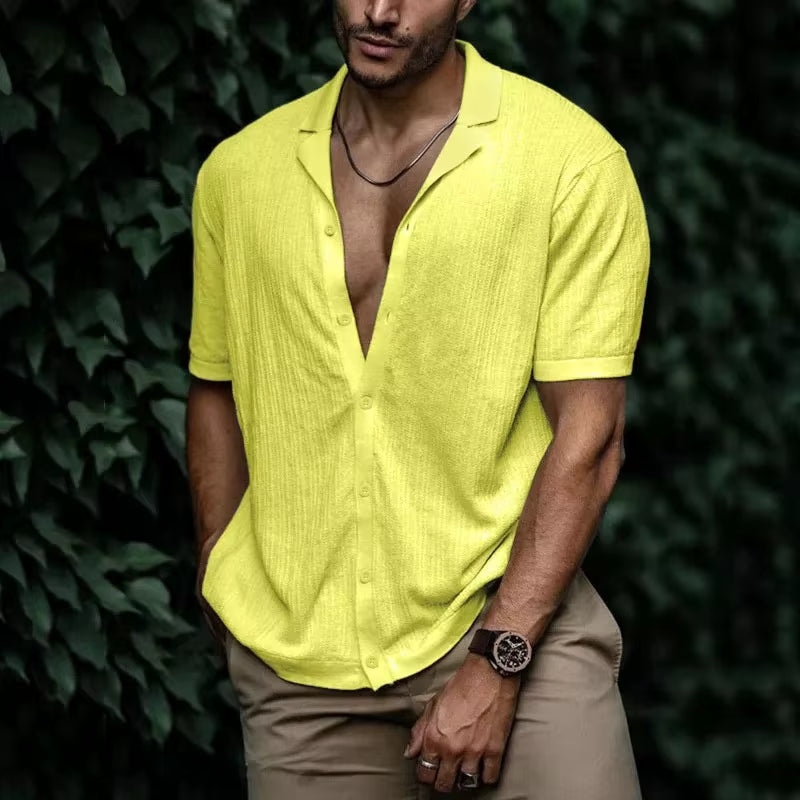 Men's Casual Short Sleeve Button Down Shirt