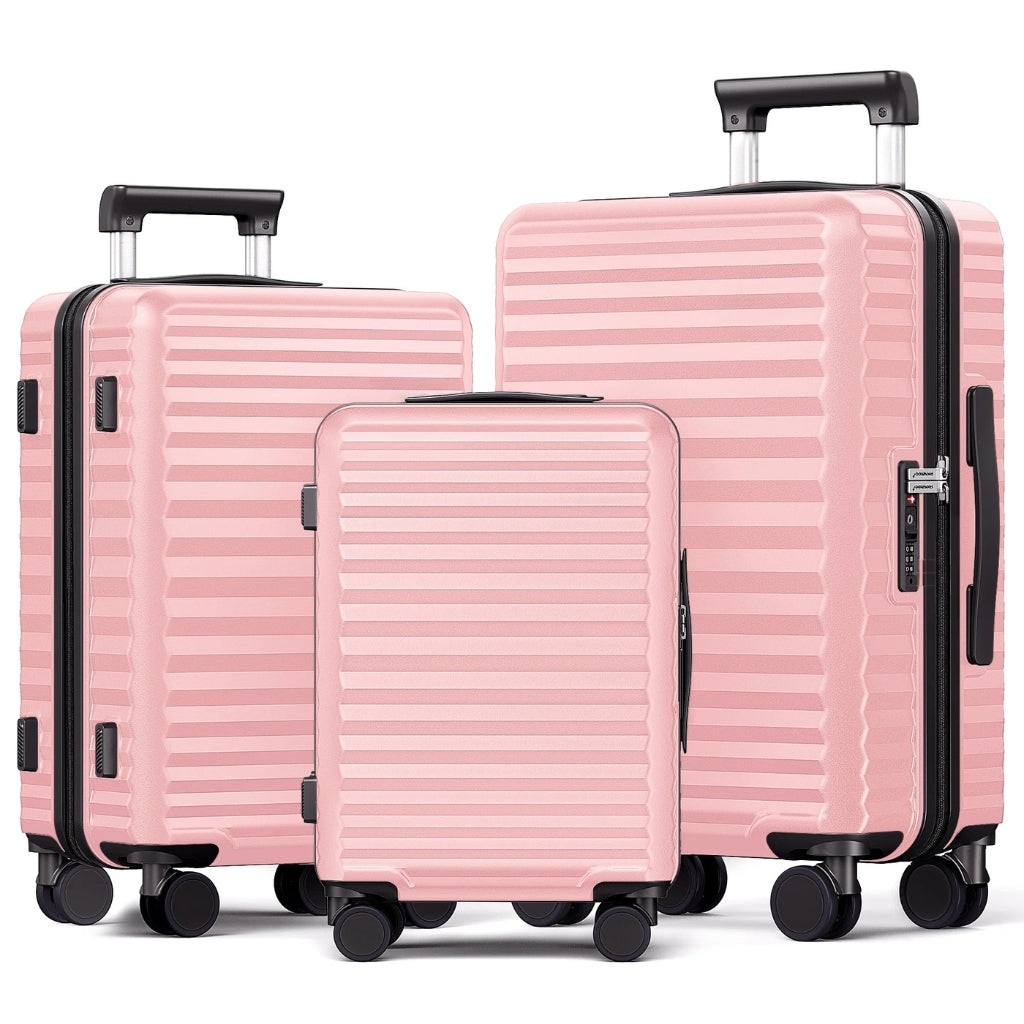 Monaco Skyline hard shell suitcase set. 3-piece luggage with smooth spinner wheels & secure TSA lock for travel.
