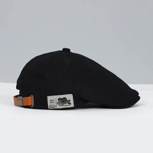 Classic men's fashion ivy cap, adjustable buckle for custom fit, elegant button top, ideal casual headwear.
