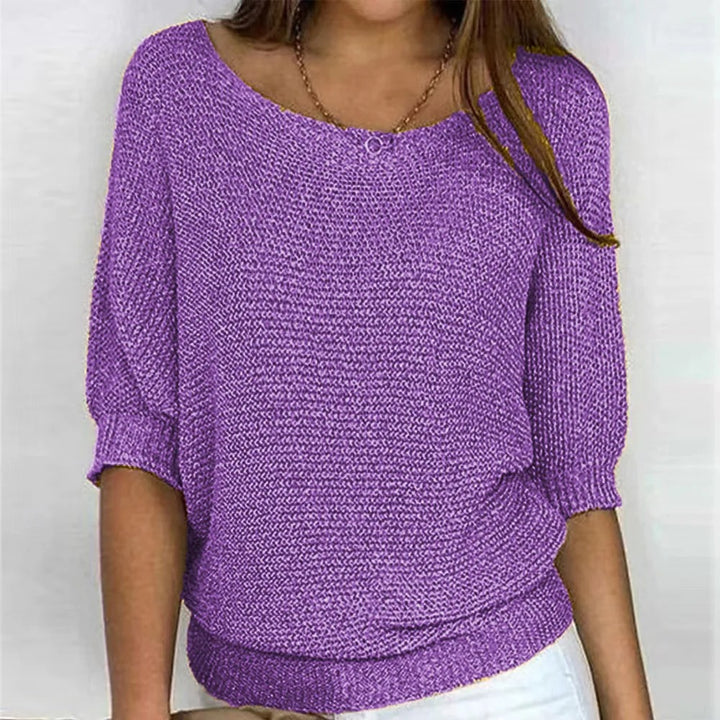 Men's Khaki Crew-Neck Half-Sleeve Knitted Sweater