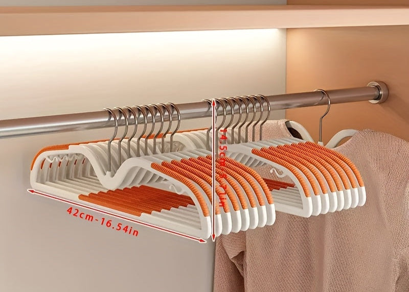Keep clothes neat with 40 non-slip, short neck clothes hangers featuring 360-degree rotating hooks for easy access.