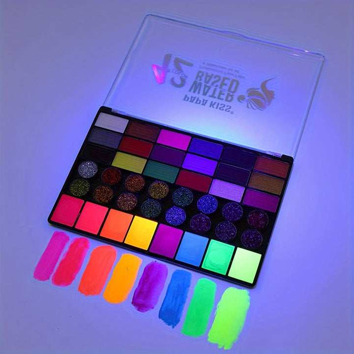 Unisex 42-color water-based face & body paint kit for festivals, Halloween costumes, parties, & creative artistic expression.