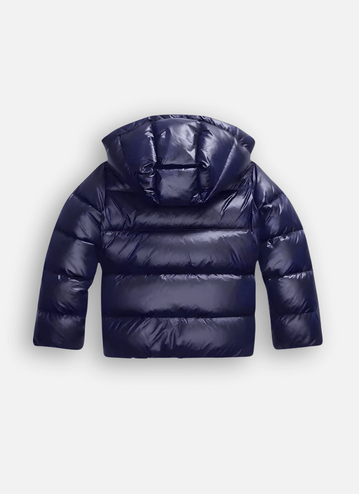 Glossy women's slim-fit puffer jacket, stylish & warm for winter. Essential fashion outerwear for everyday cold.