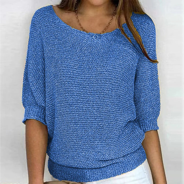 Men's Khaki Crew-Neck Half-Sleeve Knitted Sweater
