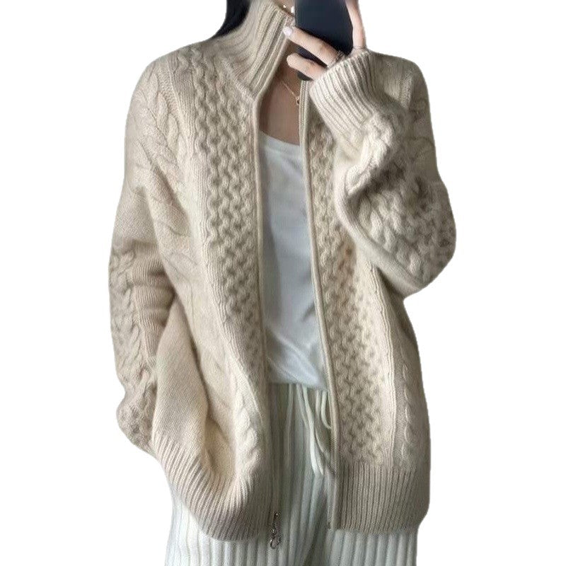 Women's High Neck Knit Cardigan