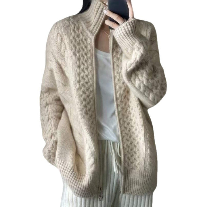 Women's High Neck Knit Cardigan