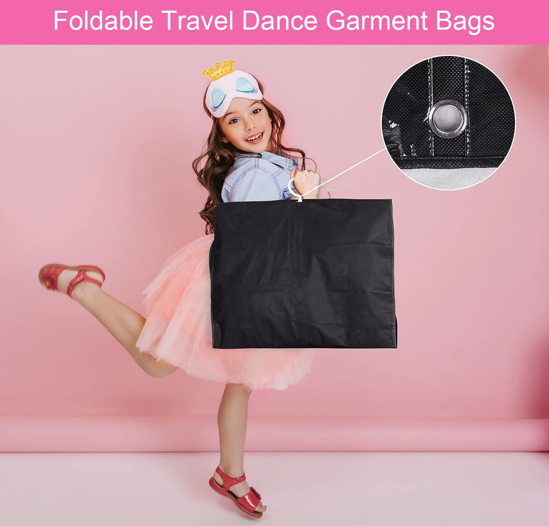 Value 5-pack garment bags for dance costumes. Clear pockets for easy ID, perfect for travel, storage & organization.