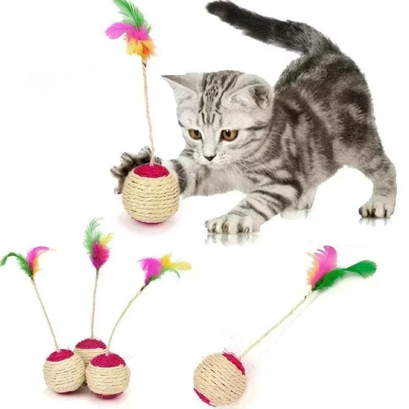 5-pack feather & sisal cat toys for interactive play, scratching, and kitten enrichment. Protects furniture.