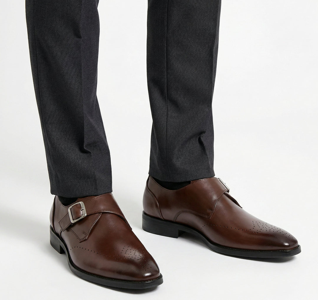 Classic brown men's loafers, Italian design, comfortable slip-on dress shoes for gentlemen.