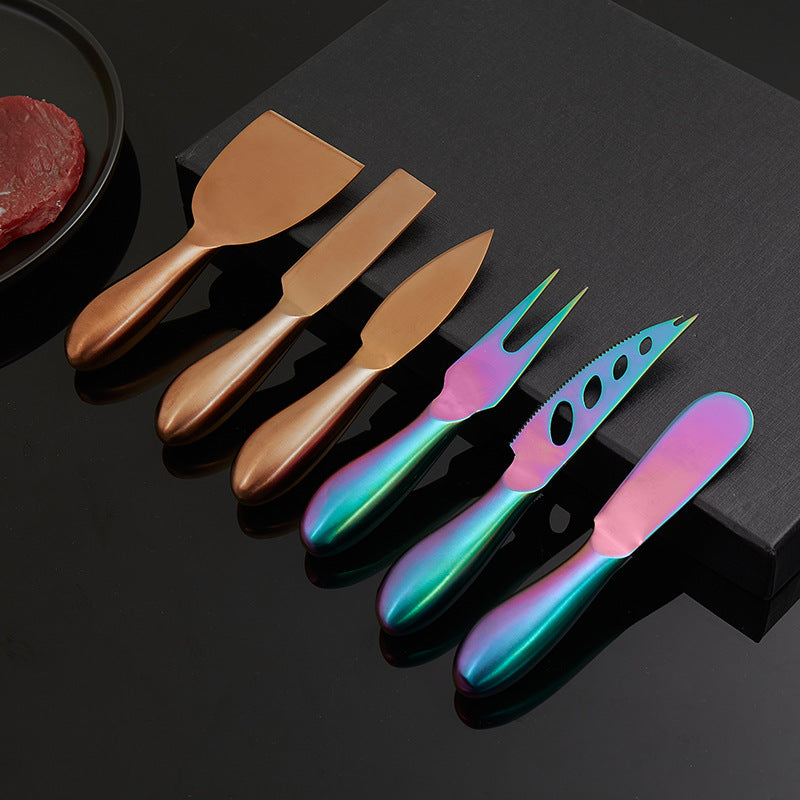 Gourmet 6-piece cheese knife set, essential kitchen tools for entertaining guests.